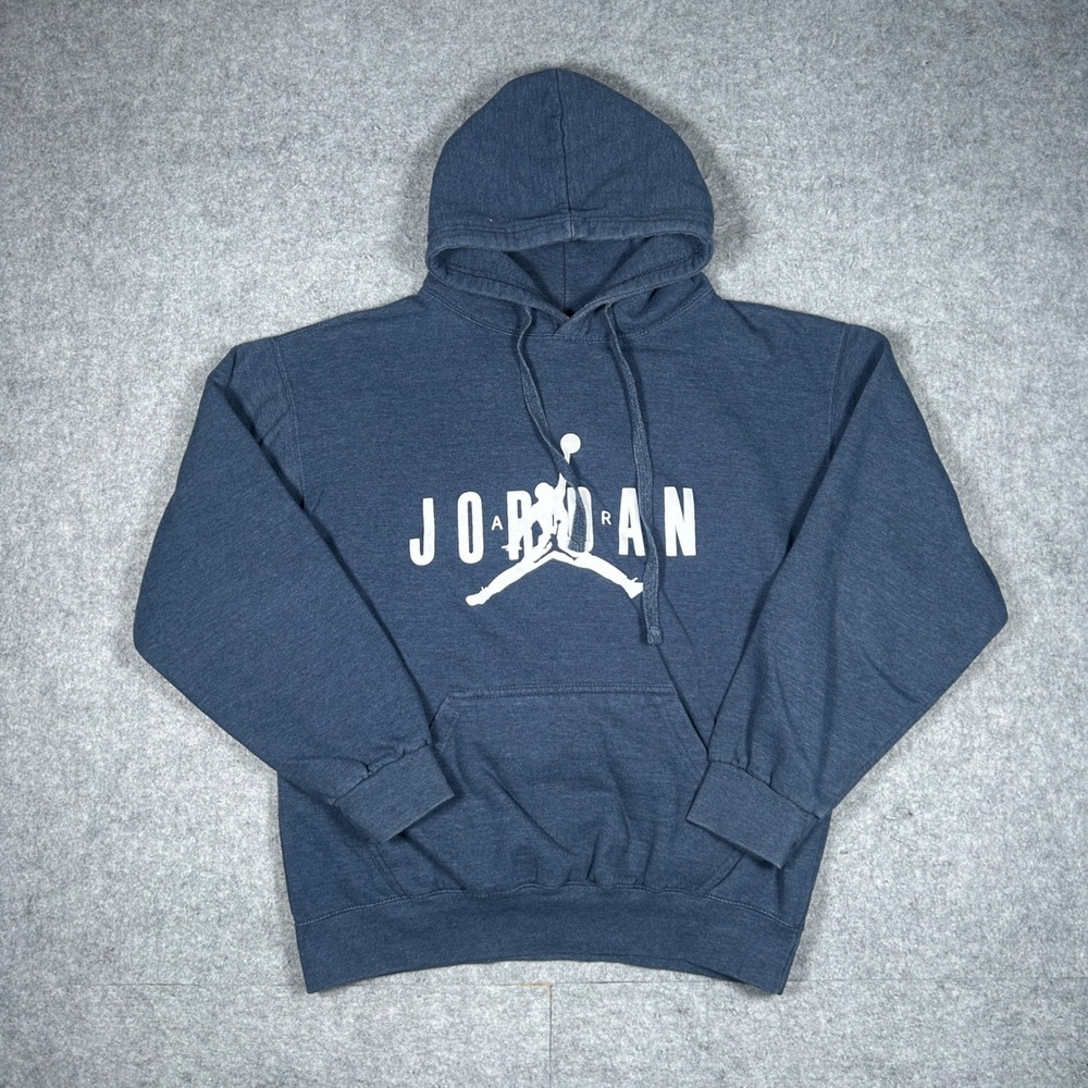 Jordan Hoodie Mens Medium Blue Jumpman Graphic Pullover Sweatshirt Athletic Wear
